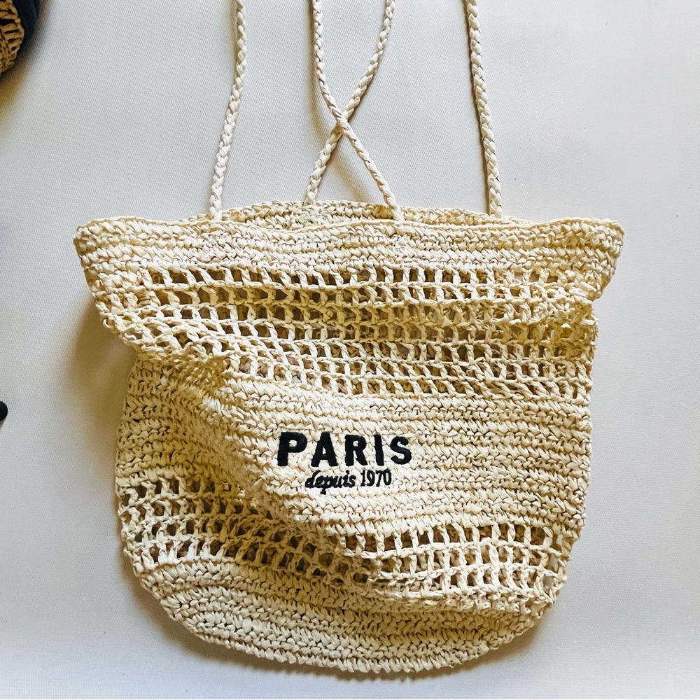 H&M Straw Paris Tote Bag - Picture 2 of 6